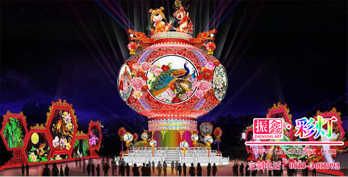 自贡春节灯展制作里的大型彩灯