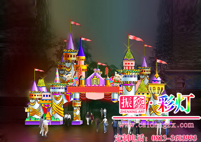 大型节庆彩灯厂家的童话风格迎宾门——童话王国